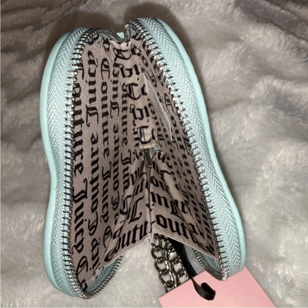 Juicy Couture Pastel‎ Turquoise String Of Pearls Heart ZA Wristlet NWT - Picture 5 of 9